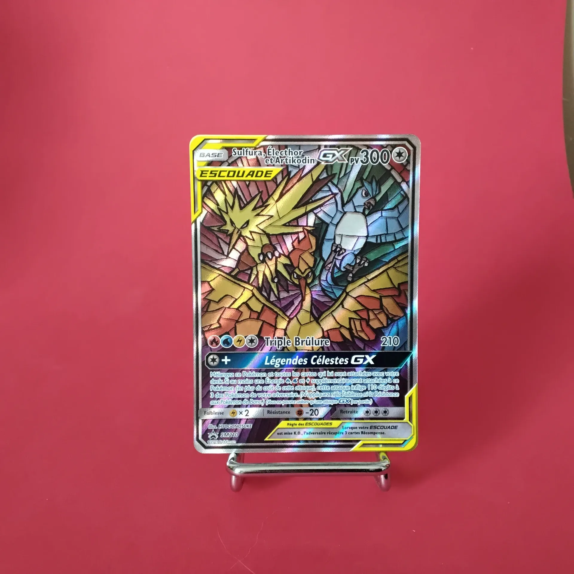 Carte Pokemon Sulfura,Electhor et Artikodin GX Full Art Promo SM 210  - Soleil et Lune - A.R. Secret - Etat Near Mint (FR)