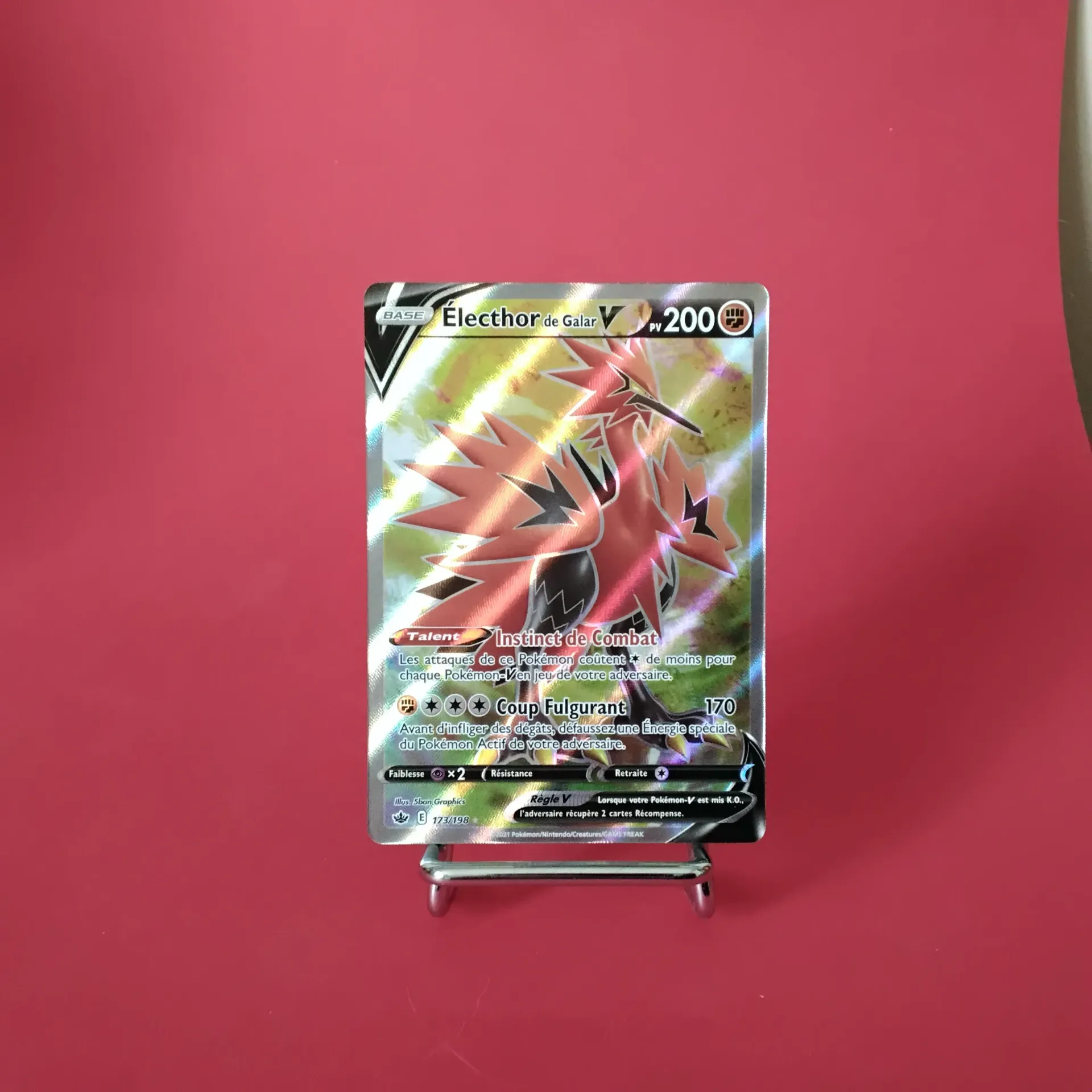 Carte Pokemon Electhor de Galar V Full Art 173/198 EB06  - Règne de Glace - Etat Near Mint- (FR)