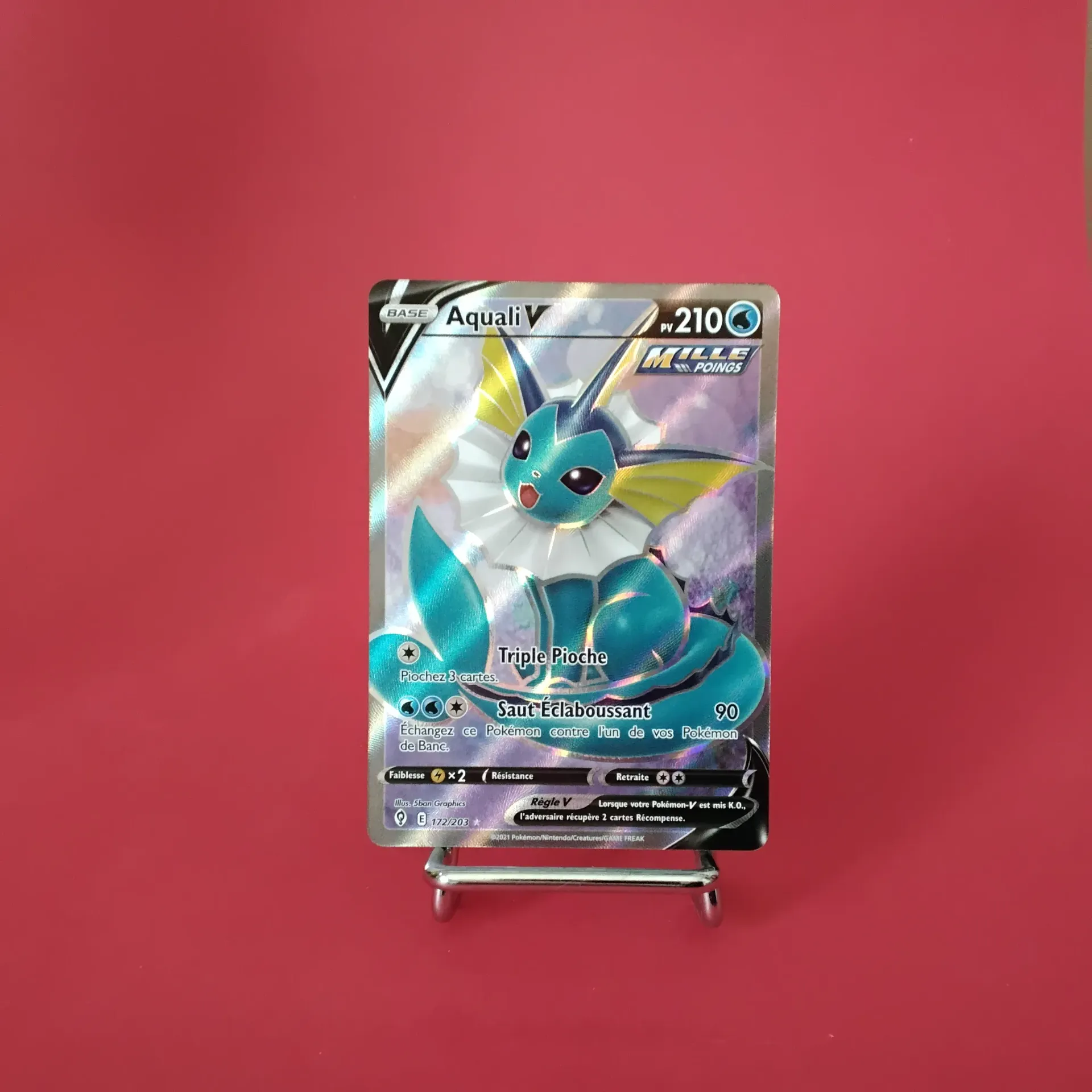 Carte Pokemon Aquali V Full Art 172/203 EB07  - Evolution Céleste - Etat Near Mint- (FR)