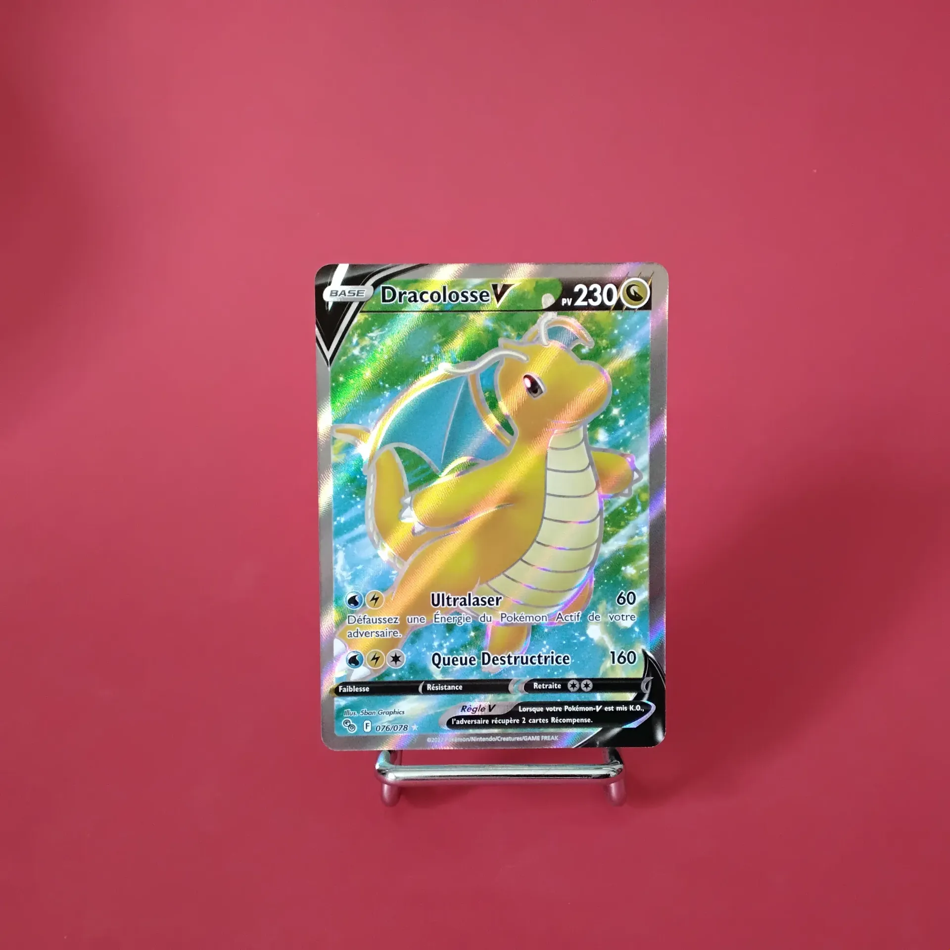 Carte Pokemon Dracolosse V Full Art 076/078 EB10.5  - Pokémon GO - Etat Near Mint- (FR)