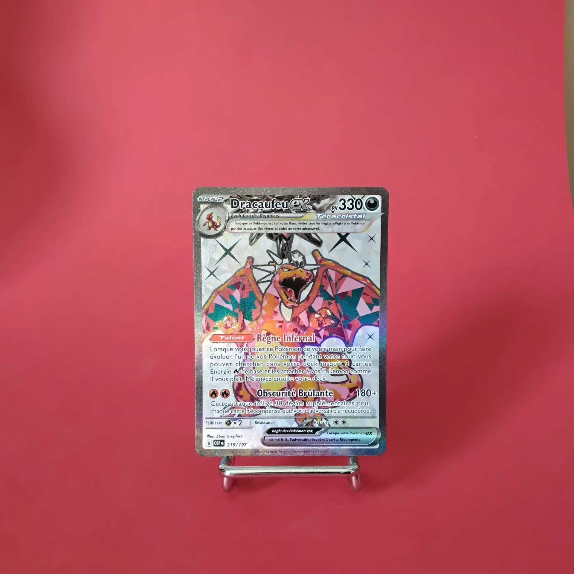 Carte Pokemon Dracaufeu EX Full Art 215/197 EV3  - Flammes Obsidiennes - Etat Near Mint- (FR)