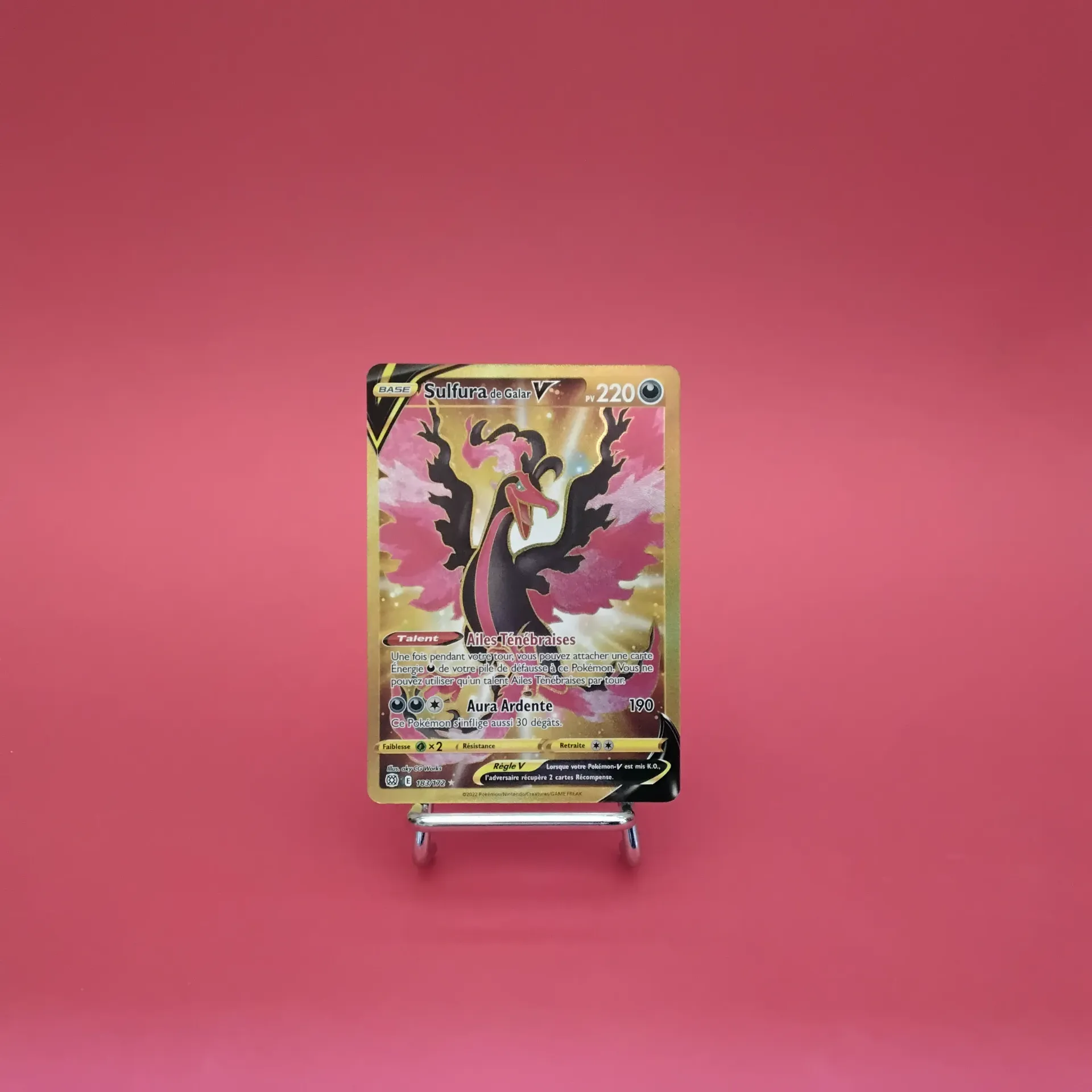 Carte Pokemon Sulfura de Galar V  GOLD 183/172 - EB09 - Stars Etincellantes - GOLD- Secret - Etat Near Mint (FR)
