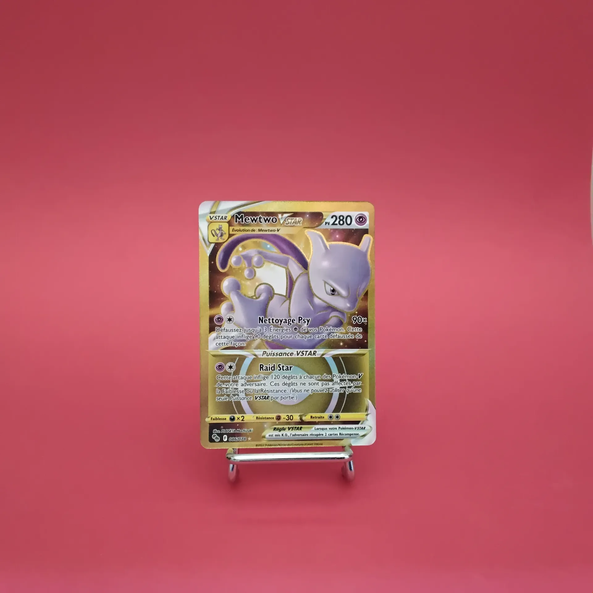 Carte Pokemon Mewtwo V STAR GOLD 086/078 - EB10.5 - Pokémon GO - GOLD- Secret - Etat Near Mint (FR)