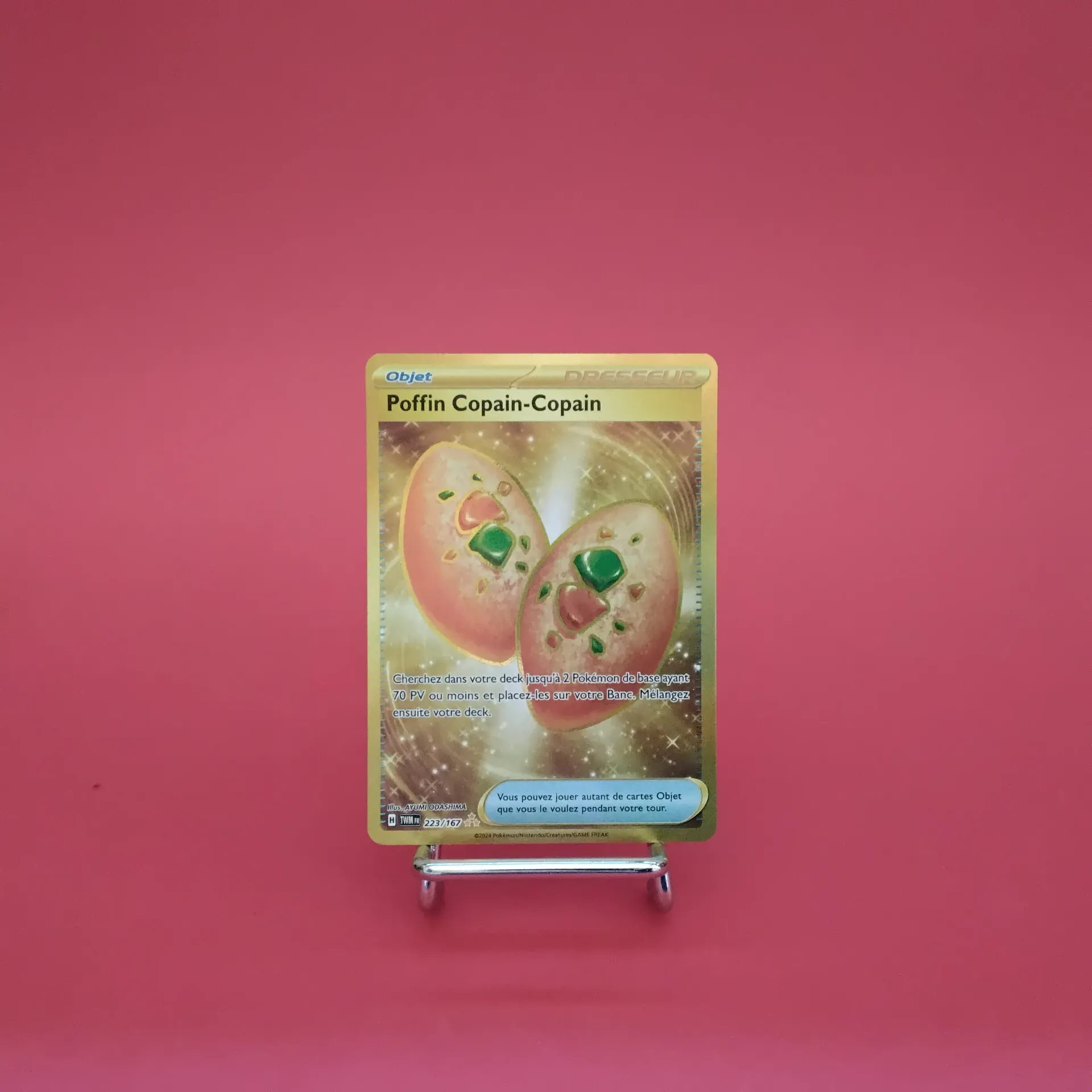 Carte Pokemon Poffin Copain-Copain GOLD 223/167 - EV6- Mascarade Crépusculaire - GOLD- Secret - Etat Near Mint (FR)