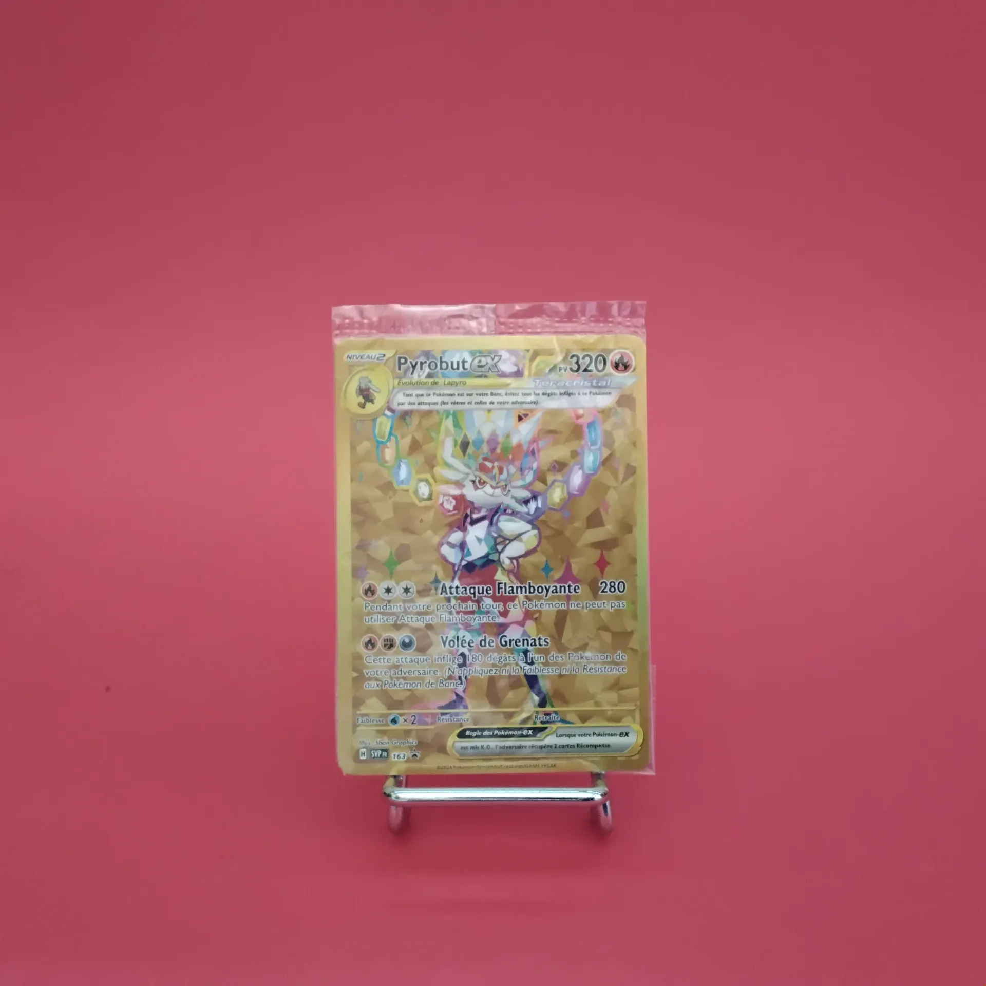Carte Pokemon Pyrobut EX GOLD Promo scellée SVP 163 - GOLD- Secret - Etat Near Mint (FR)