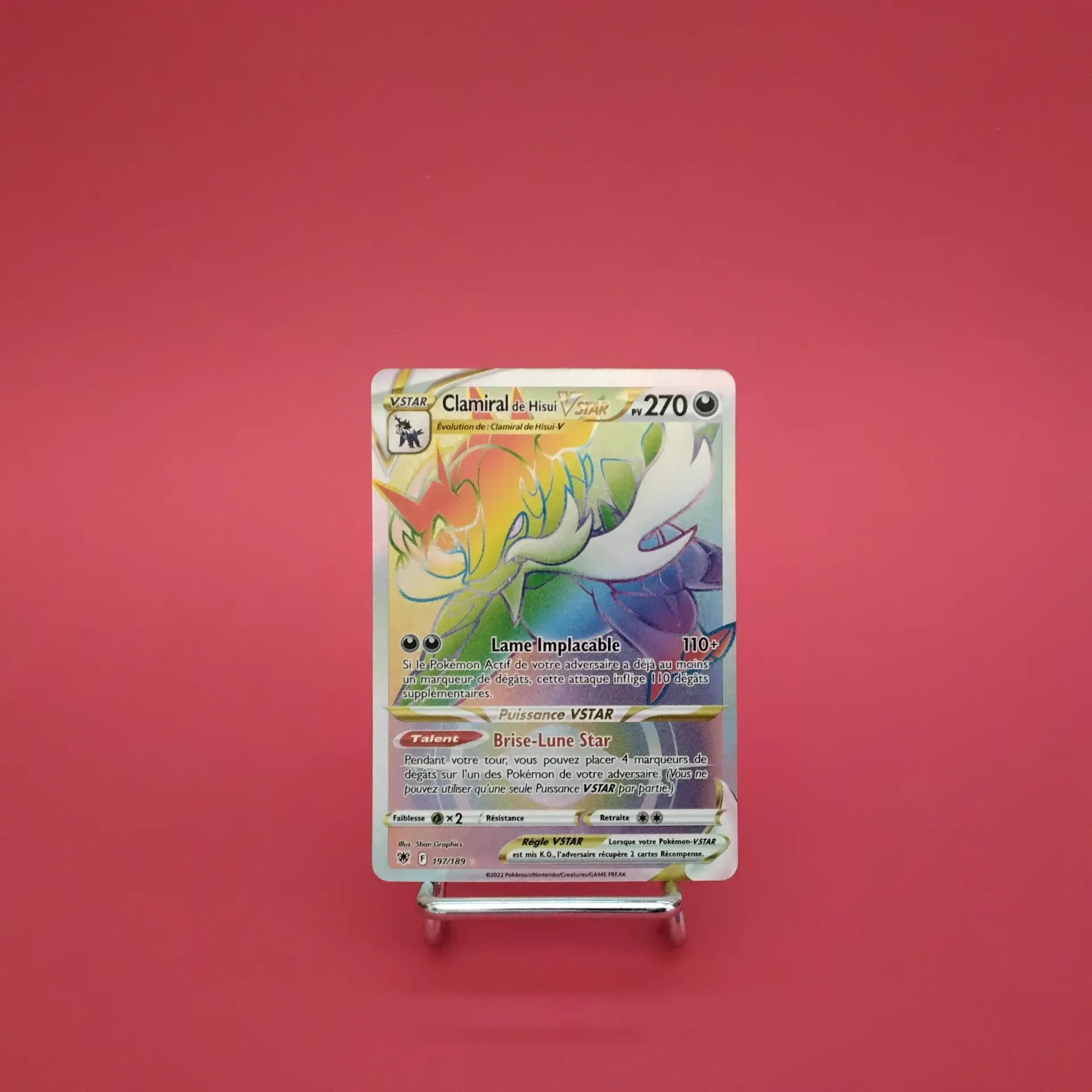 Carte Pokemon Clamiral de Huisi V STAR 197/189 - EB10- Astres Radieux - RAINBOW- Secret - Etat Near Mint (FR)