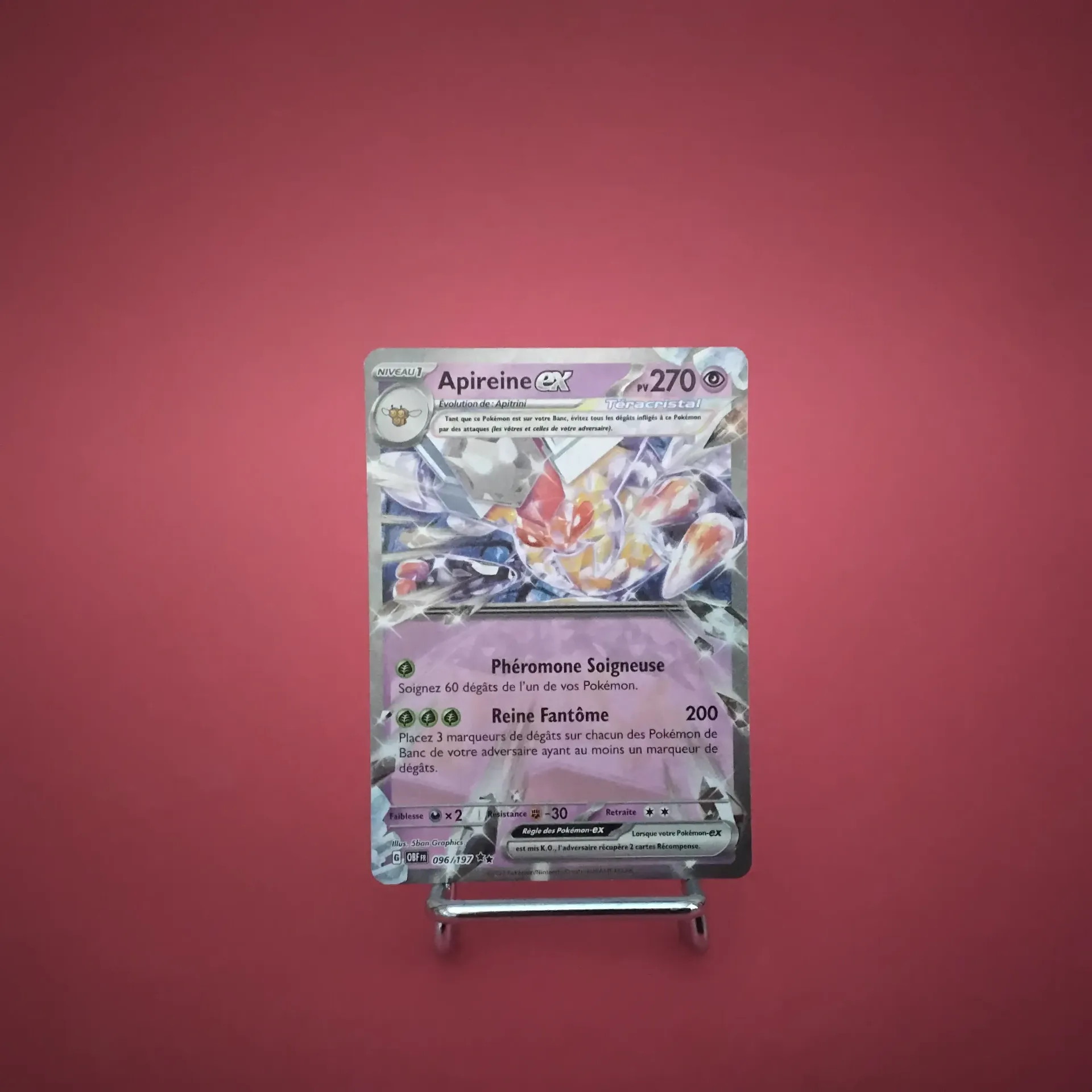 Carte Pokemon Apireine EX 096/197  EV03 Flammes Obsidiennes - État Near Mint (FR)
