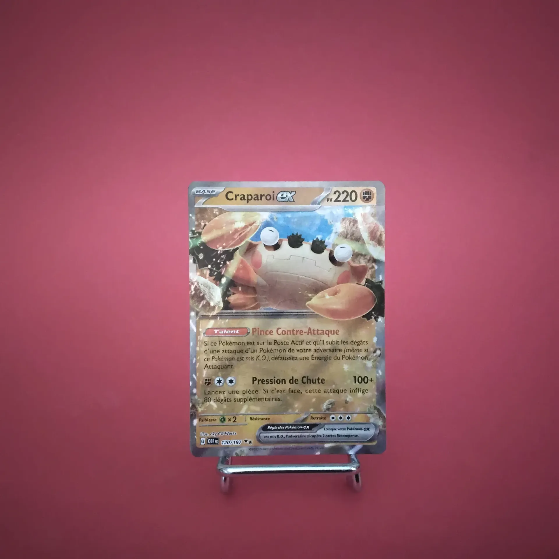 Carte Pokemon Craparoi EX 120/197  EV03 Flammes Obsidiennes - État Near Mint (FR)