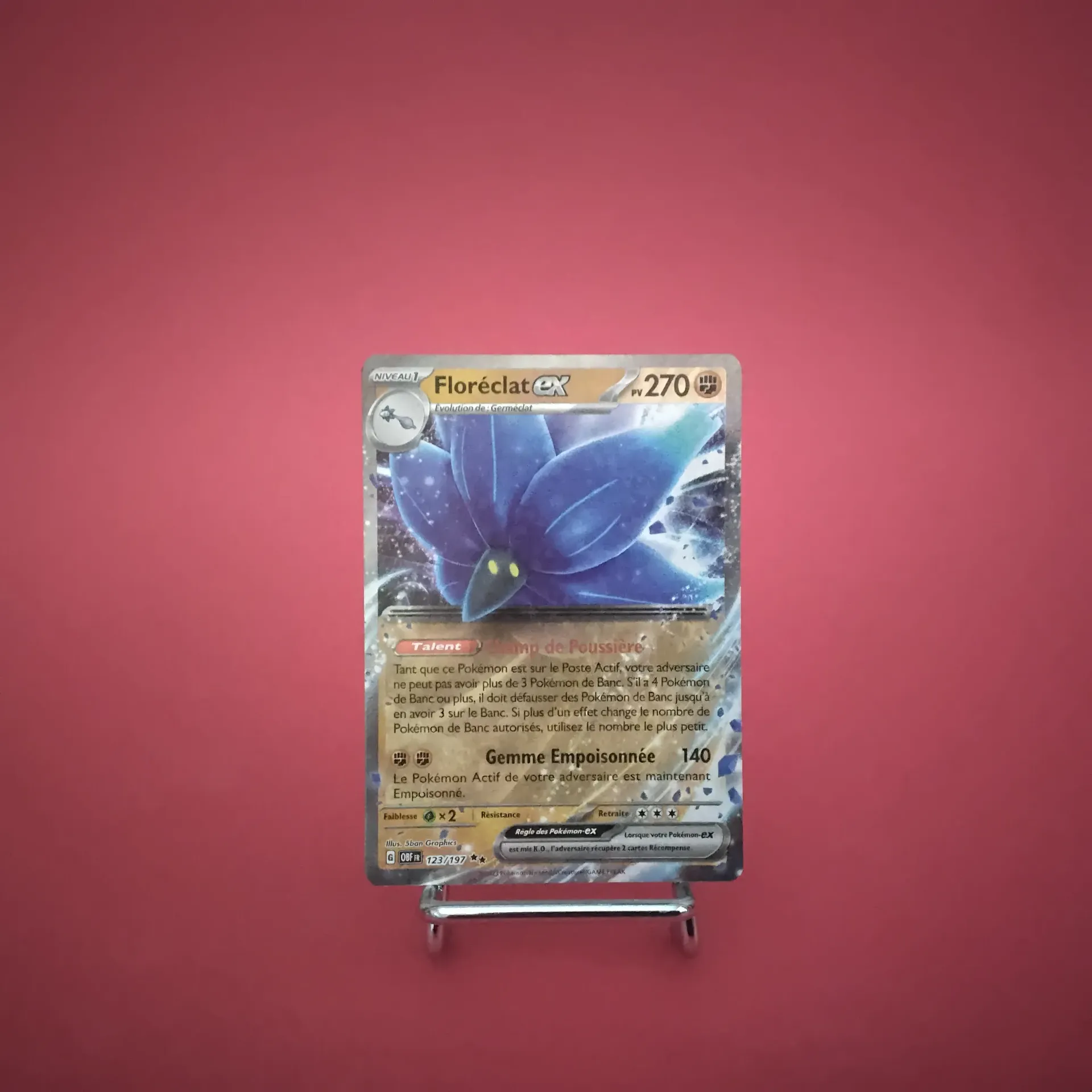 Carte Pokemon Floréclat EX 123/197  EV03 Flammes Obsidiennes - État Near Mint (FR)