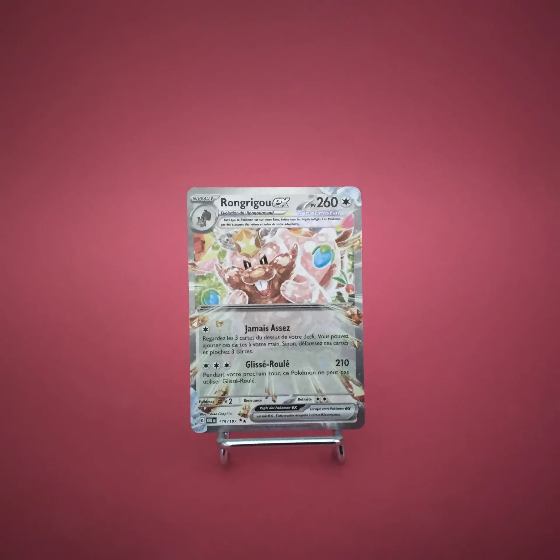 Carte Pokemon Rongrigou EX 179/197  EV03 Flammes Obsidiennes - État Near Mint (FR)