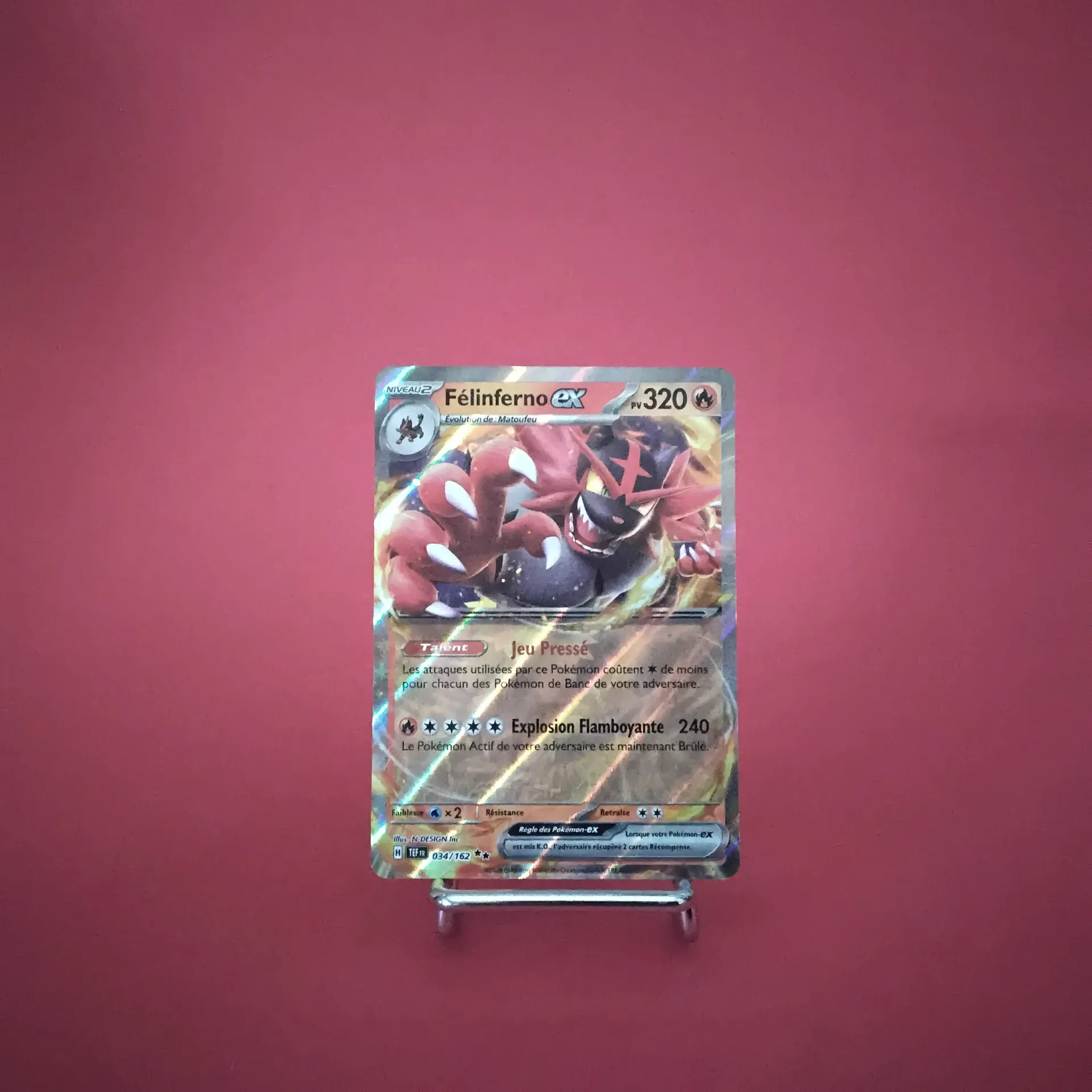 Carte Pokemon Félinferno EX 034/162 - EV05 - Forces Temporelles - État Near Mint (FR)