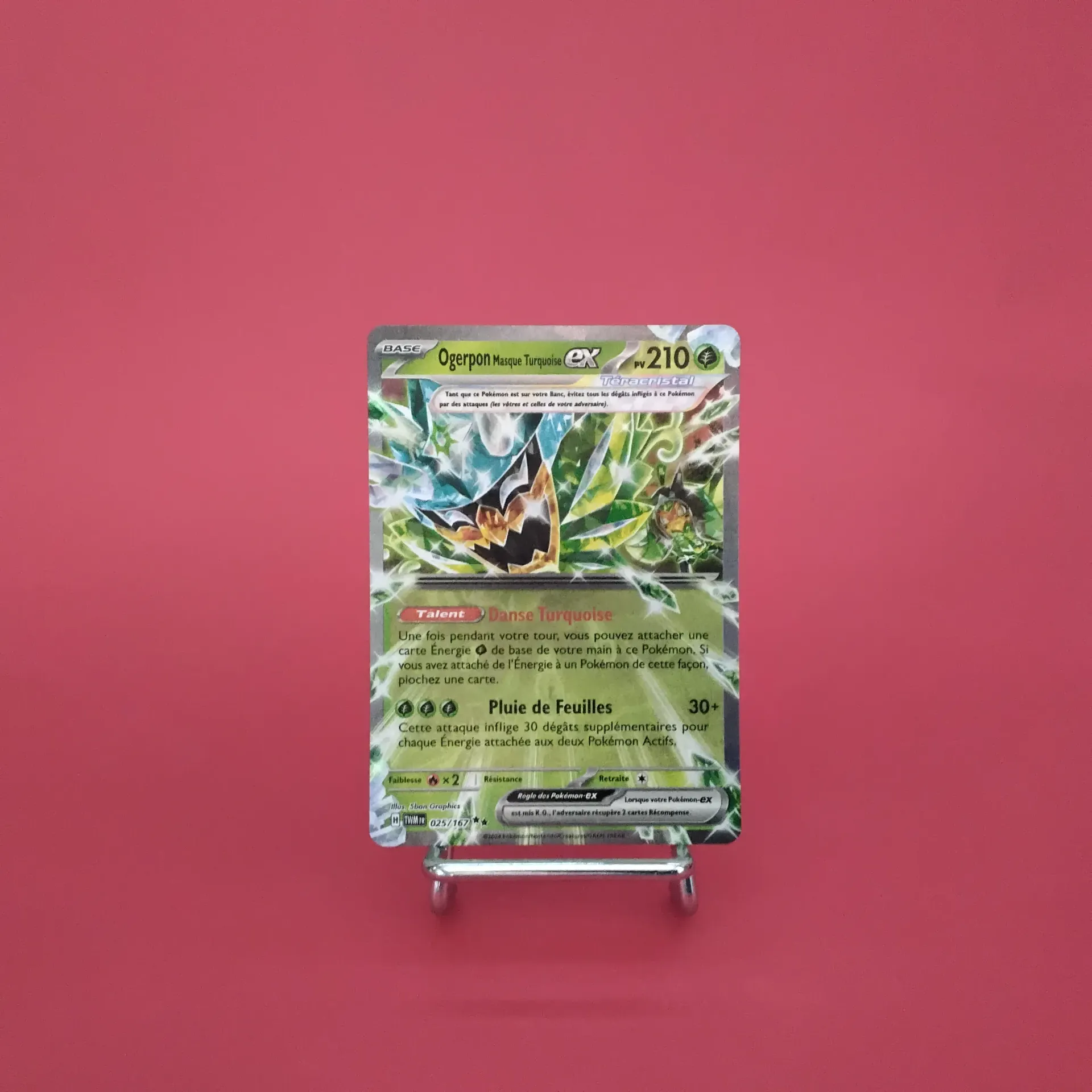 Carte Pokemon Ogerpon Masque Turquoise EX 025/167 - EV06 - Mascarade Crépusculaire - État Near Mint (FR)