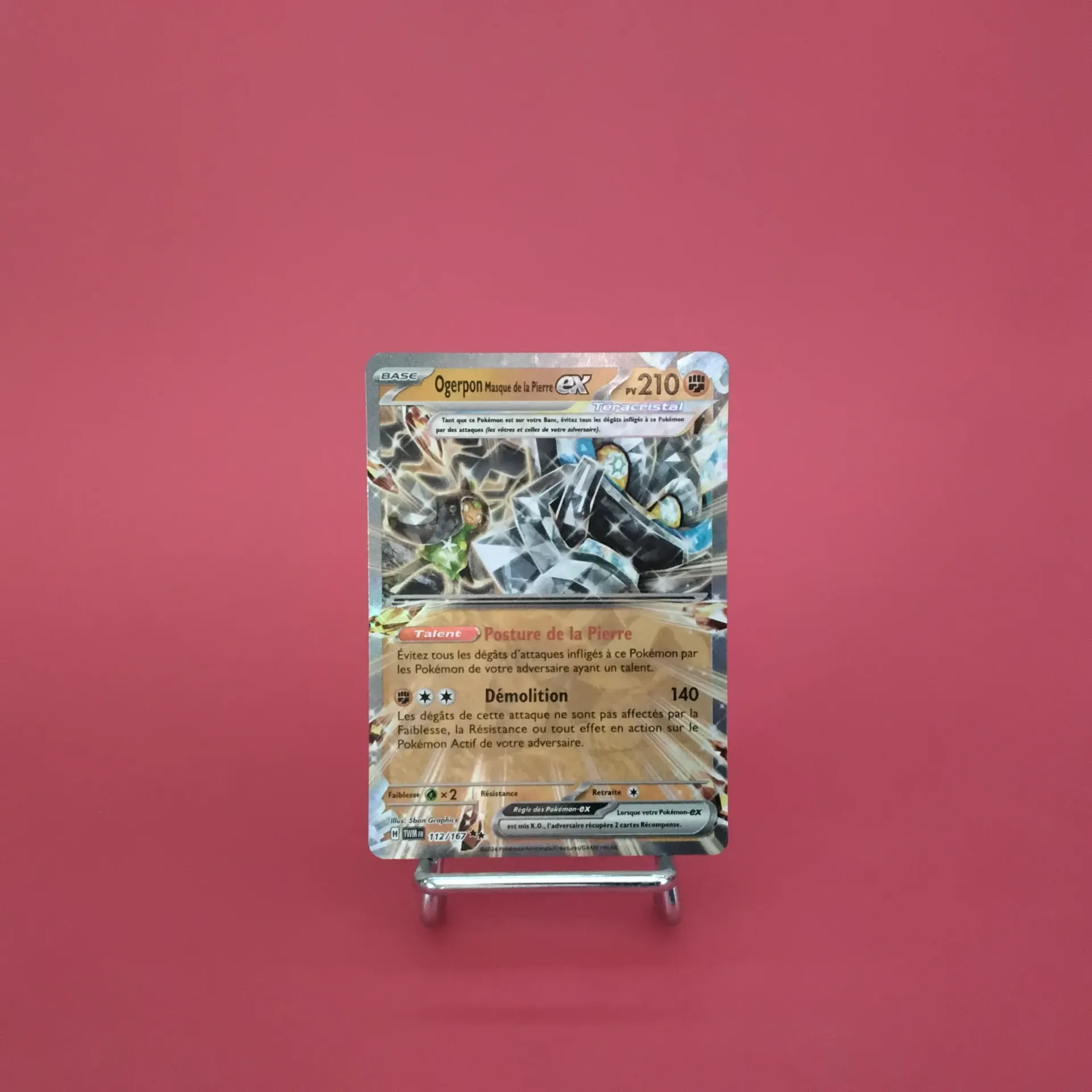 Carte Pokemon Ogerpon Masque de la Pierre EX 112/167 - EV06 - Mascarade Crépusculaire - État Near Mint (FR)