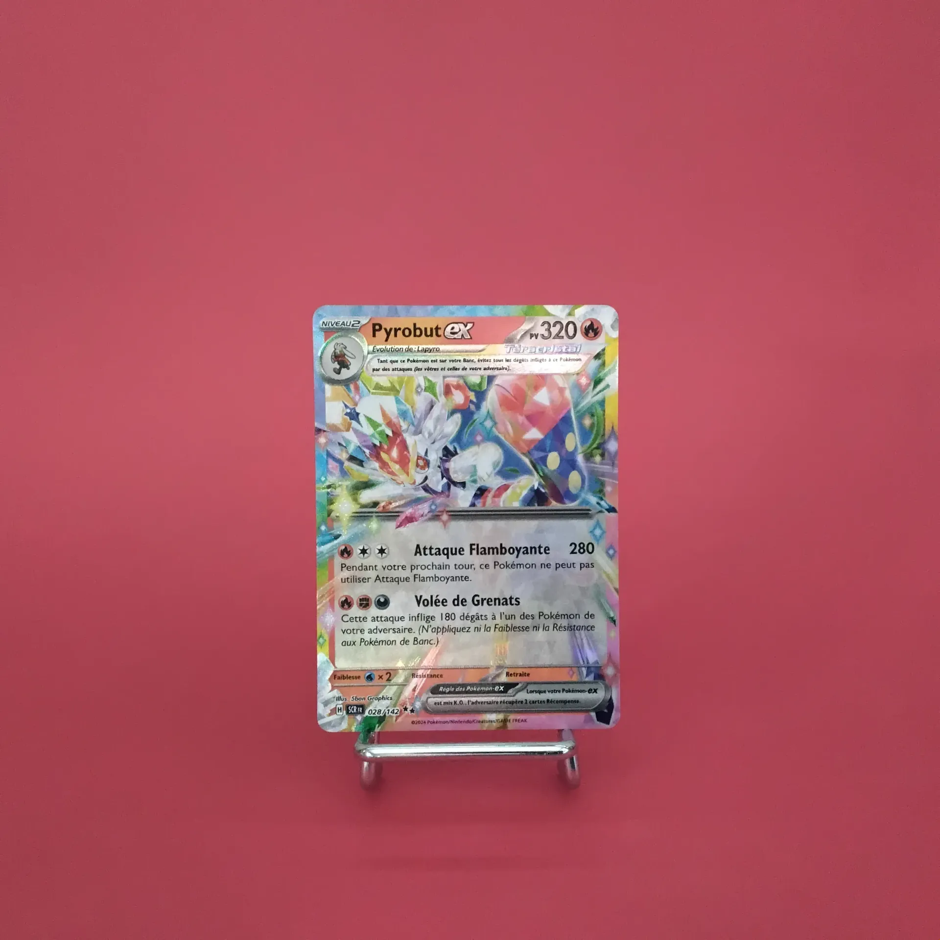 Carte Pokemon Pyrobut EX 028/142 - EV07 - Couronne Stellaire - État Near Mint (FR)