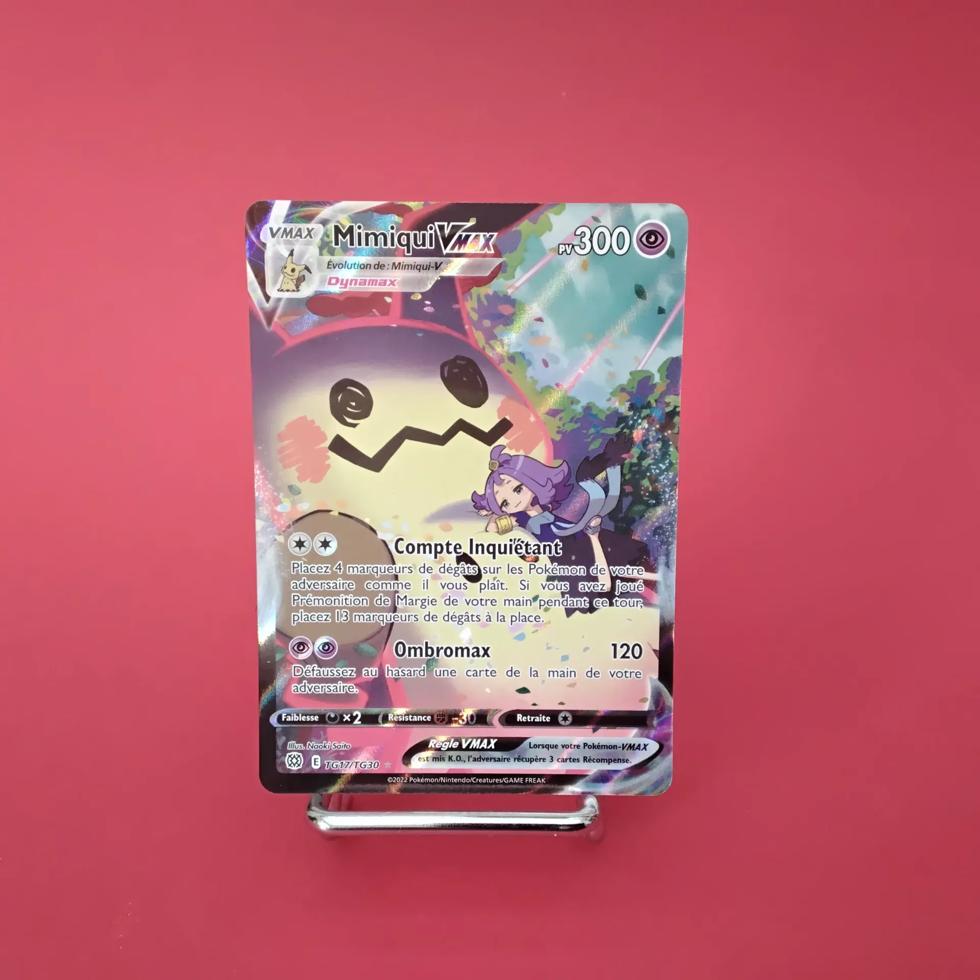 Carte Pokemon, Mimiqui V Max Tg17/Tg30 EB09- Stars Etincellantes Alternative Art (Secret) - État Near Mint (FR)