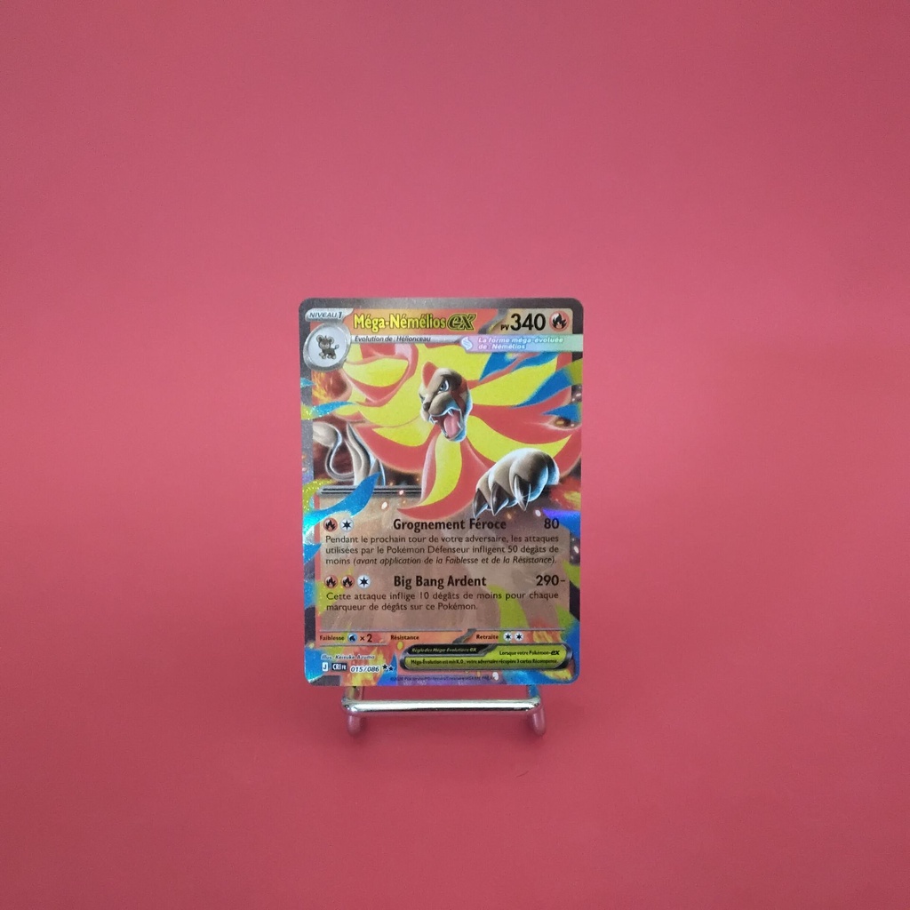 Carte Pokemon Méga-Némélios EX 015/086 - ME 04- Chaos Ascendant - État Near Mint- (FR)