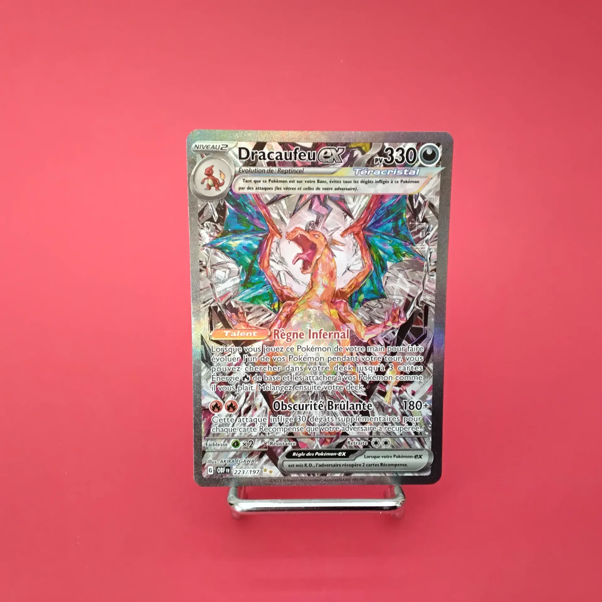 Carte Pokemon Dracaufeu EX 223/197 EV03  Flammes Obsidiennes - Alternative Art (Secret) - Etat Excellent (FR)
