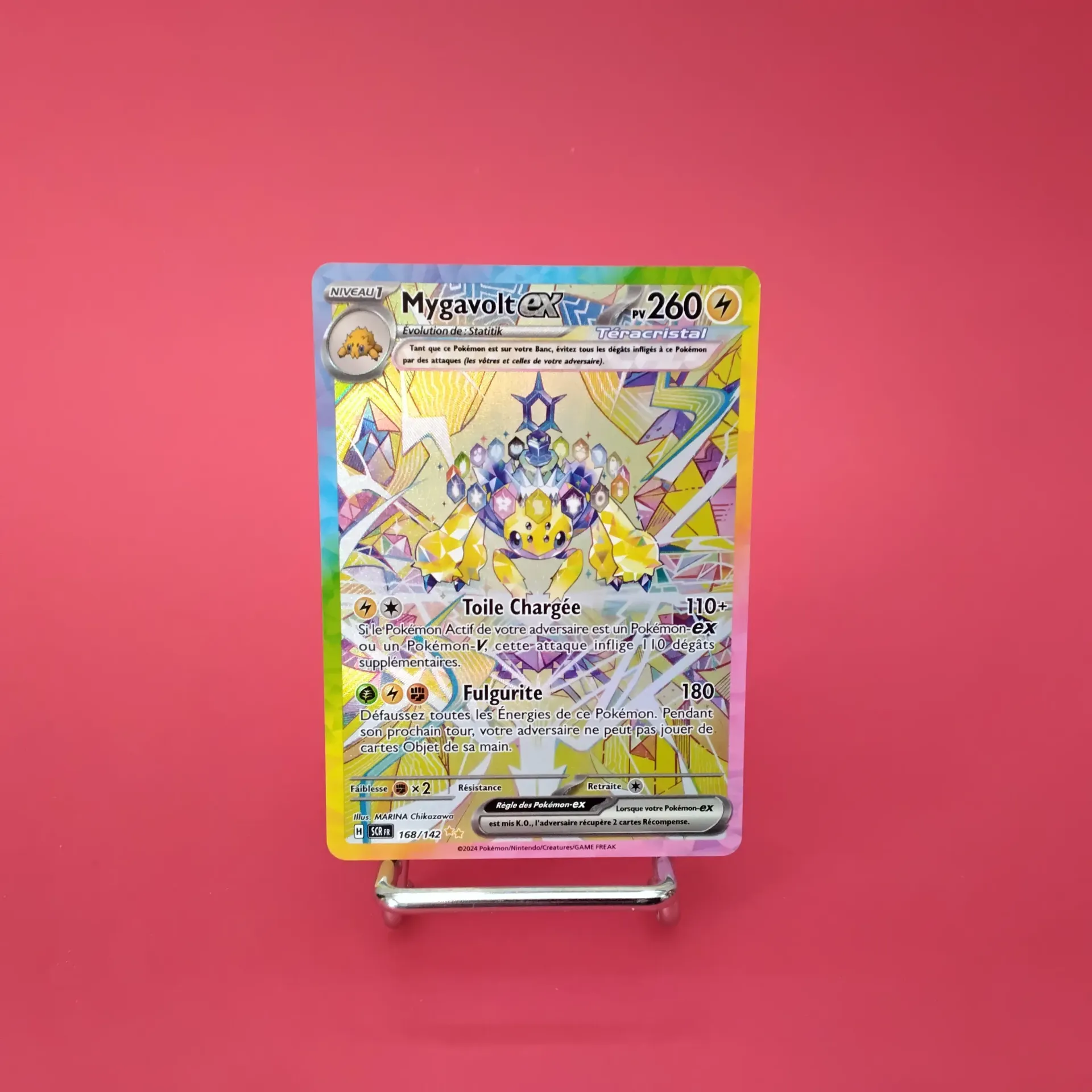 Carte Pokemon Mygavolt EX 168/142 EV07 - Couronne Stellaire - Alternative Art (Secret) - Etat Near Mint (FR)